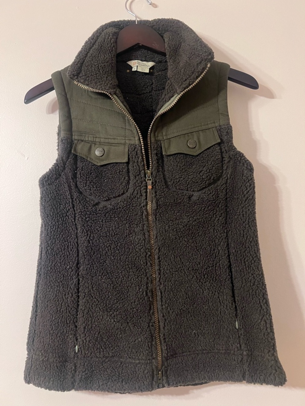 Royal Robbins Sherpa Fleece Vest Olive Green Zip Outdoor Small